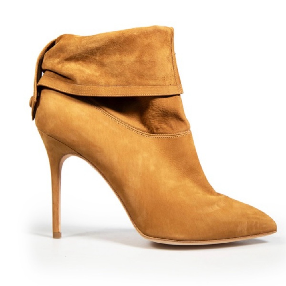 8.5 Tan Suede ankle Brian Atwood booties.